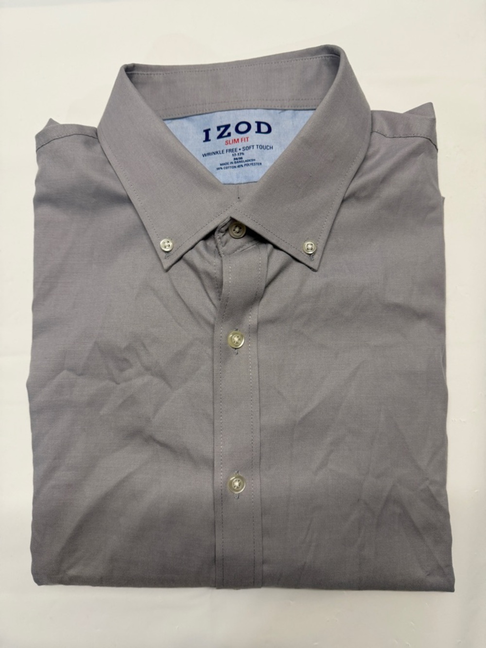 Izod Slim Fit Button-Down Dress Shirt in Gray